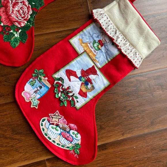 Two Handcrafted Vintage Christmas Stockings - Picture 2 of 4